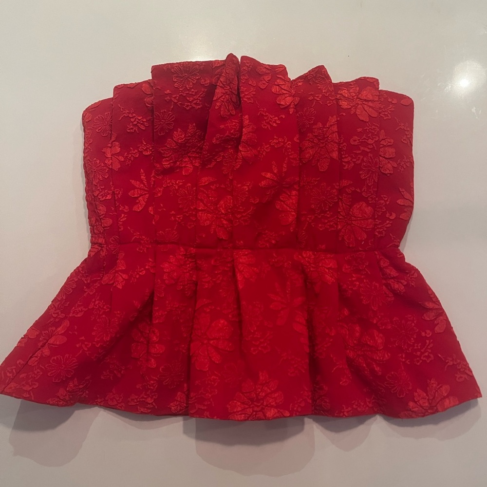 Red strapless top